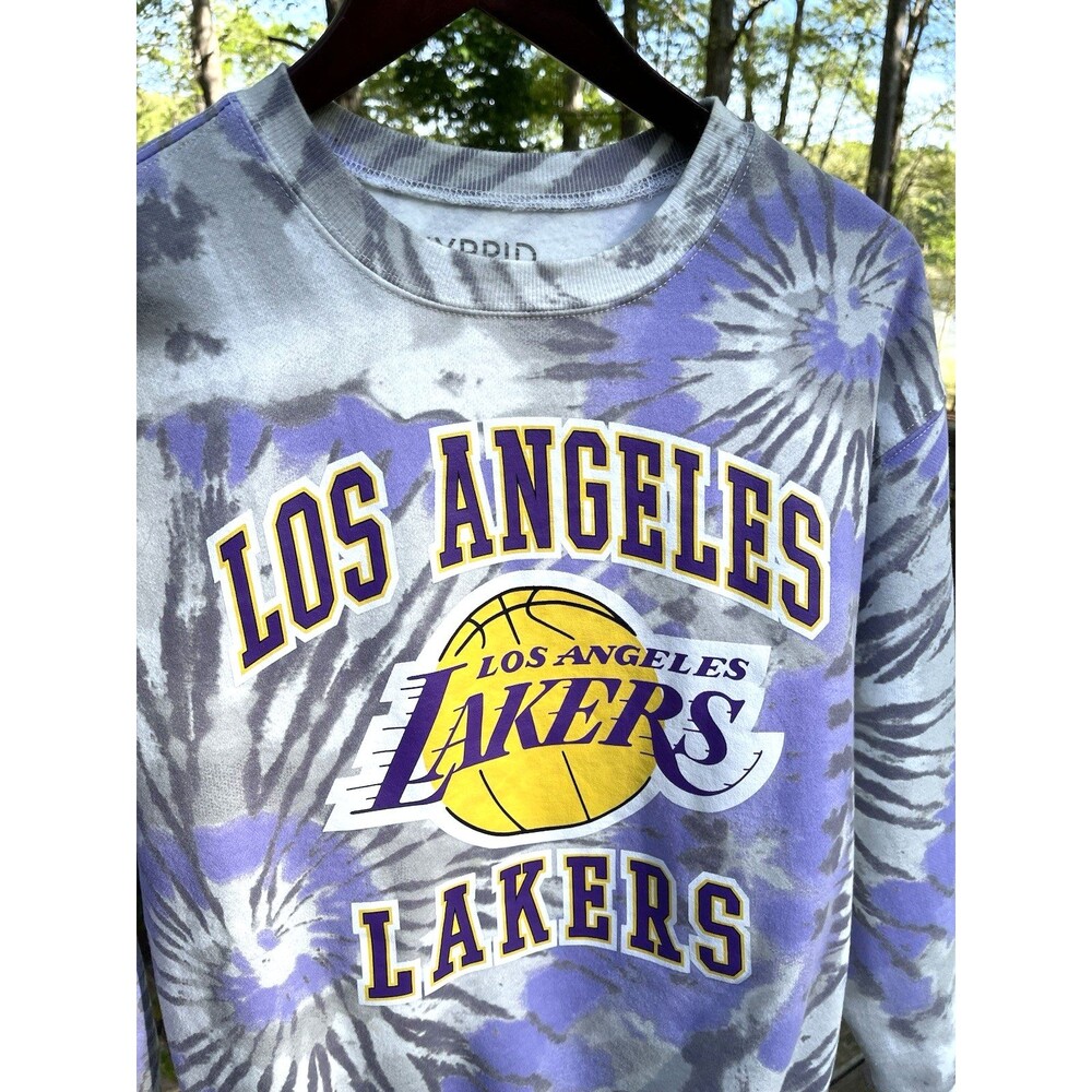 Los Angeles LA Lakers Purple Gray Tie Dye Sweatshirt Hybrid Apparel Size Medium